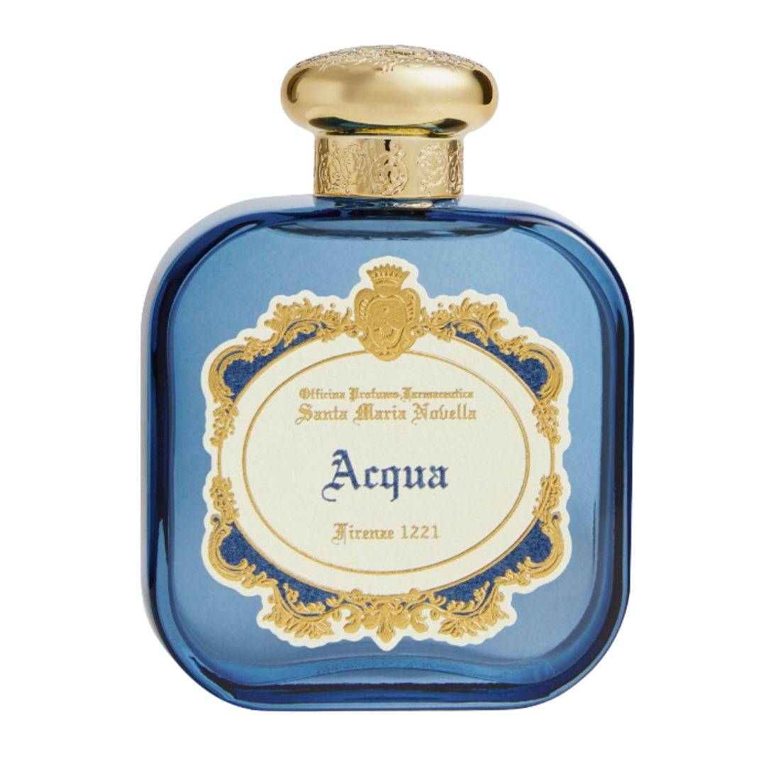 A product shot of the Officina Profumo-Farmaceutica di Santa Maria Novella Acqua perfume, on a white background