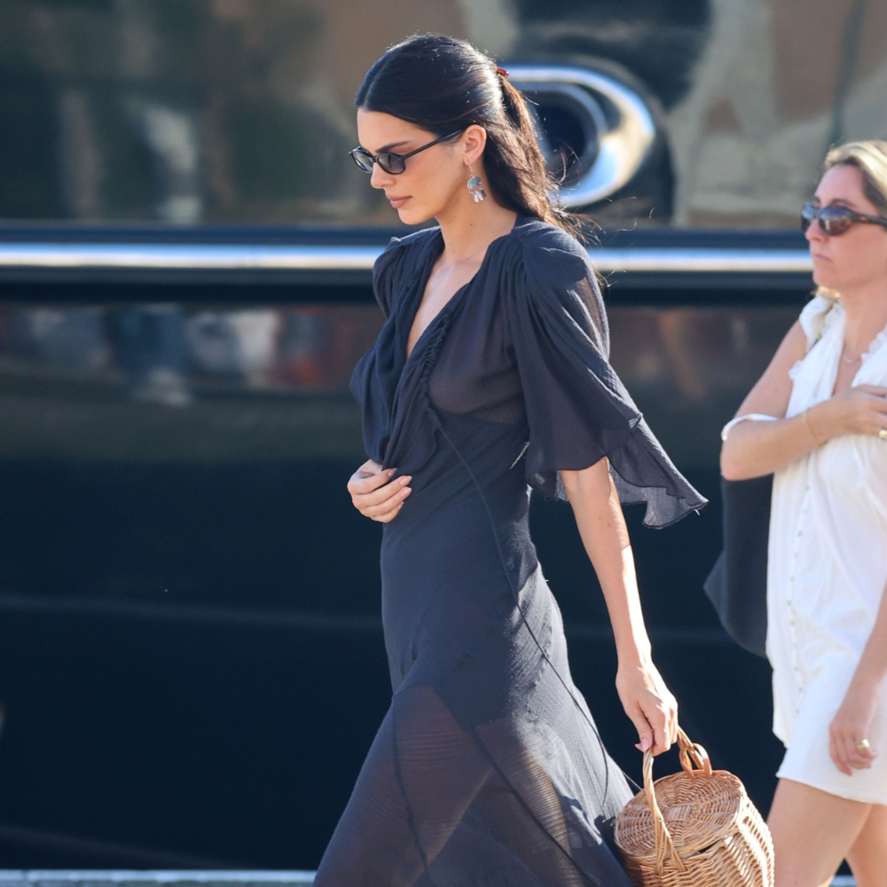 An image of Kendall Jenner wearing one of the biggest autumn fashion trends whilst out in Venice Film Festival 
