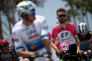 Taylor Phinney gets ready for a stage start at the Tour of California in May