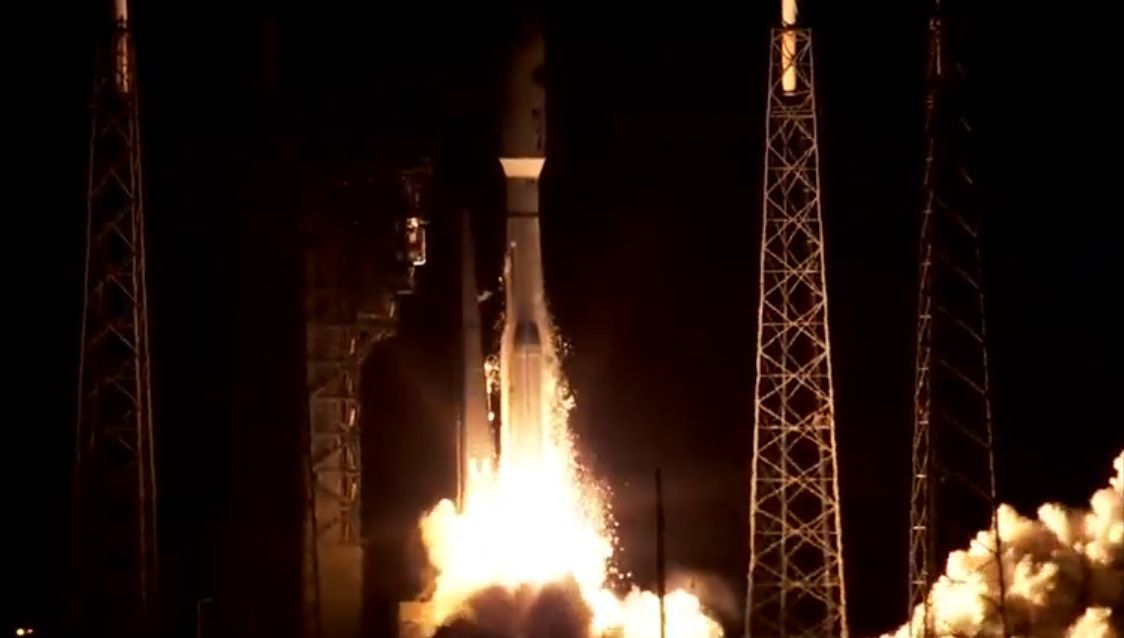 A United Launch Alliance Atlas V rocket carrying the U.S. Air Force's Advanced Extremely High Frequency 5 military communications satellite lifts off from Space Launch Complex 41 at Cape Canaveral Air Force Station in Florida on Aug. 8, 2019.