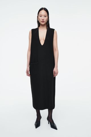 Boiled-Wool Midi Dress