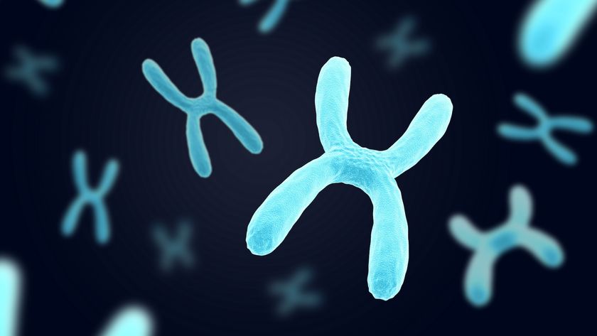 an illustration of x chromosomes floating in space