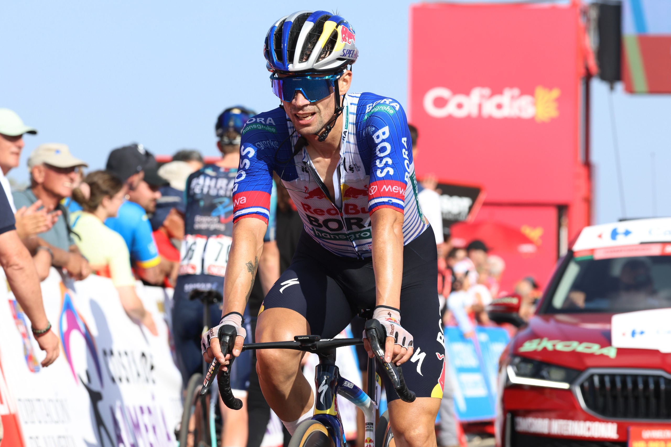 Primoz Roglic finishes stage 12 of the Vuelta a Espa&ntilde;a