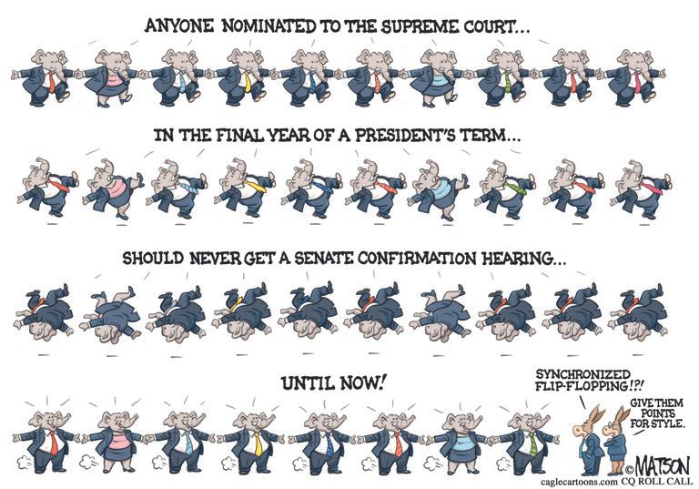 Political Cartoon U.S. GOP SCOTUS flip flop