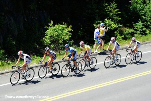 The front group on the climb to Megantic