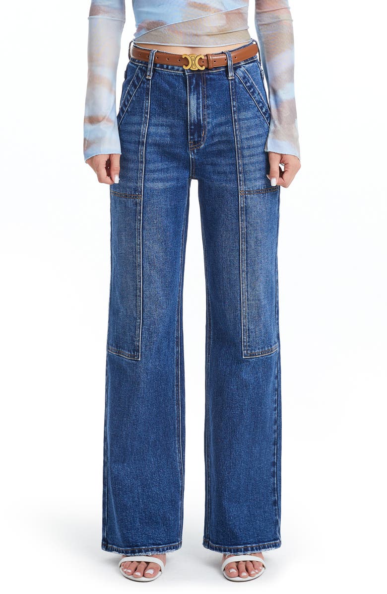 Seamed High Waist Wide Leg Jeans