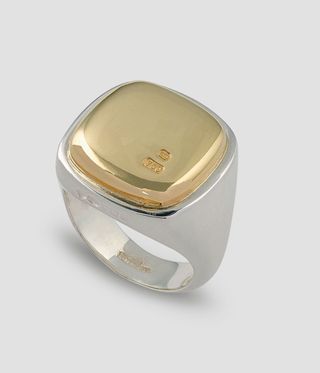 Silver signet ring with a gold top