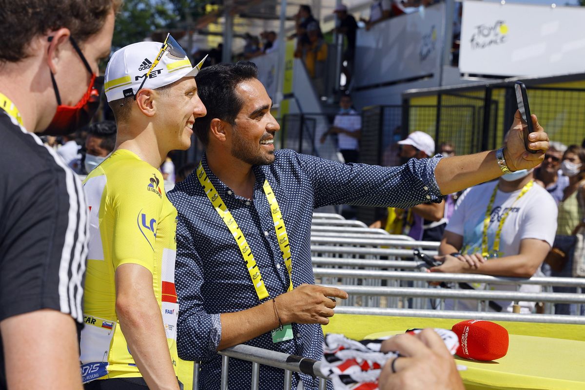 Tour de France 2021 - 108th Edition - 21th stage Chatou - Paris Champs Elysees 108,4 km - 18/07/2021 - Alberto Contador - Tadej Pogacar (SLO - UAE Team Emirates) - photo Jan De Meuleneir/PN/BettiniPhoto&Acirc;&copy;2021