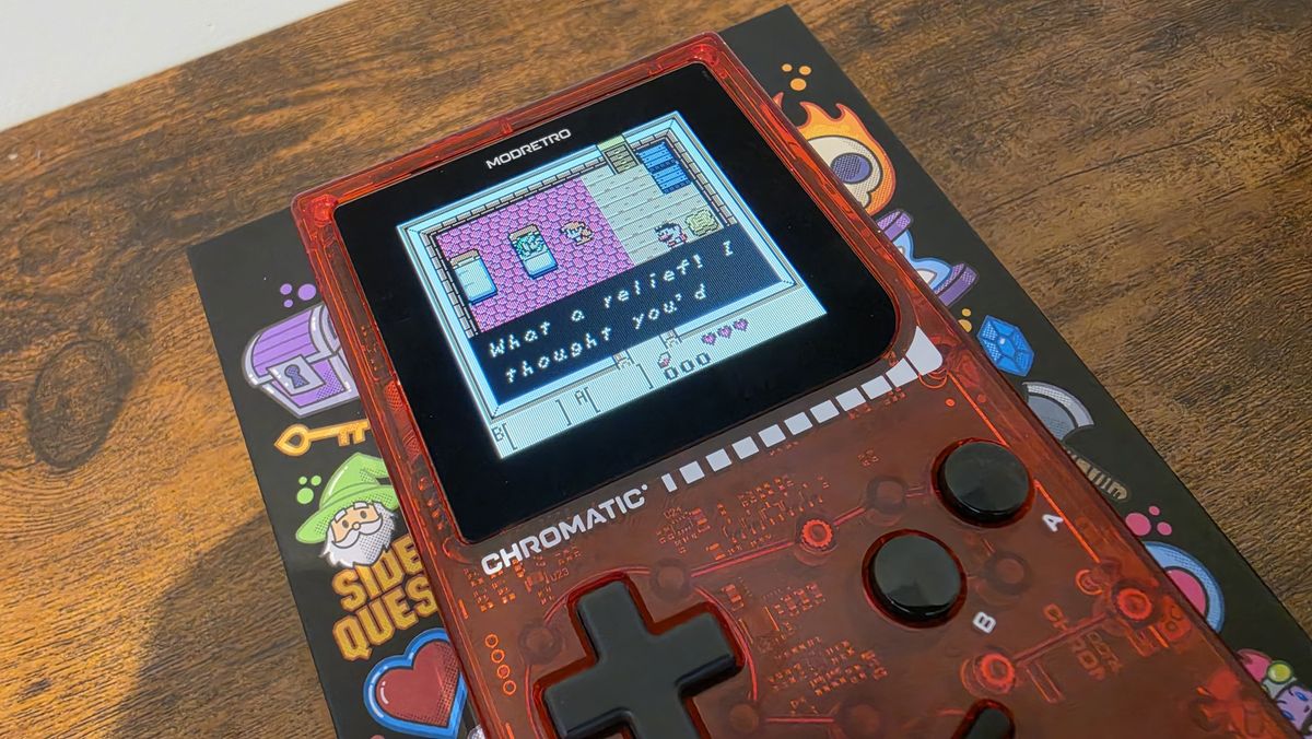 Link's Awakening DX running on the ModRetro Chromatic Transparent