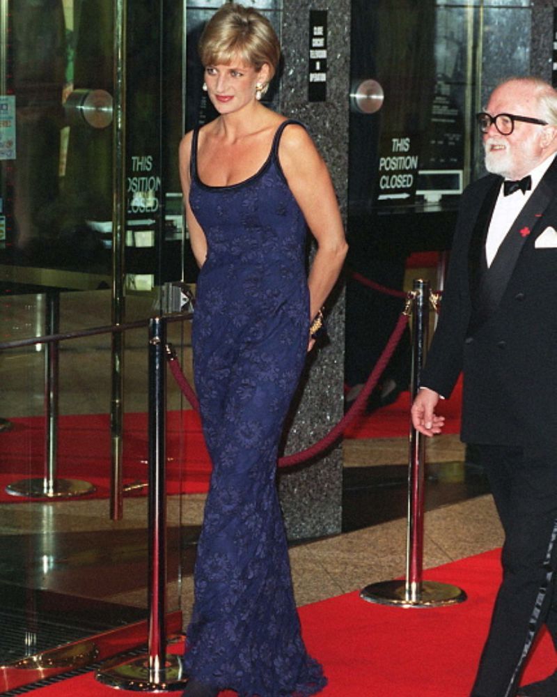 Princess Diana's navy floor length gown