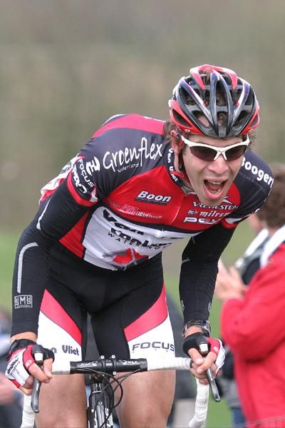 This rider was giving everything at the front.