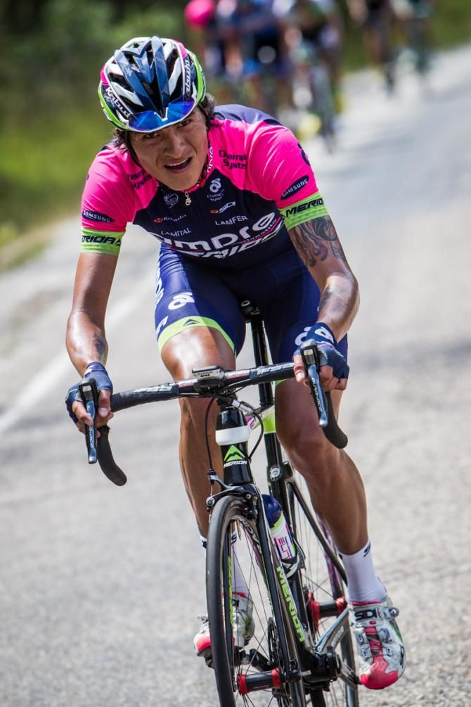 Winner Anacona (Lampre-Marida) tries to go solo on the climb.