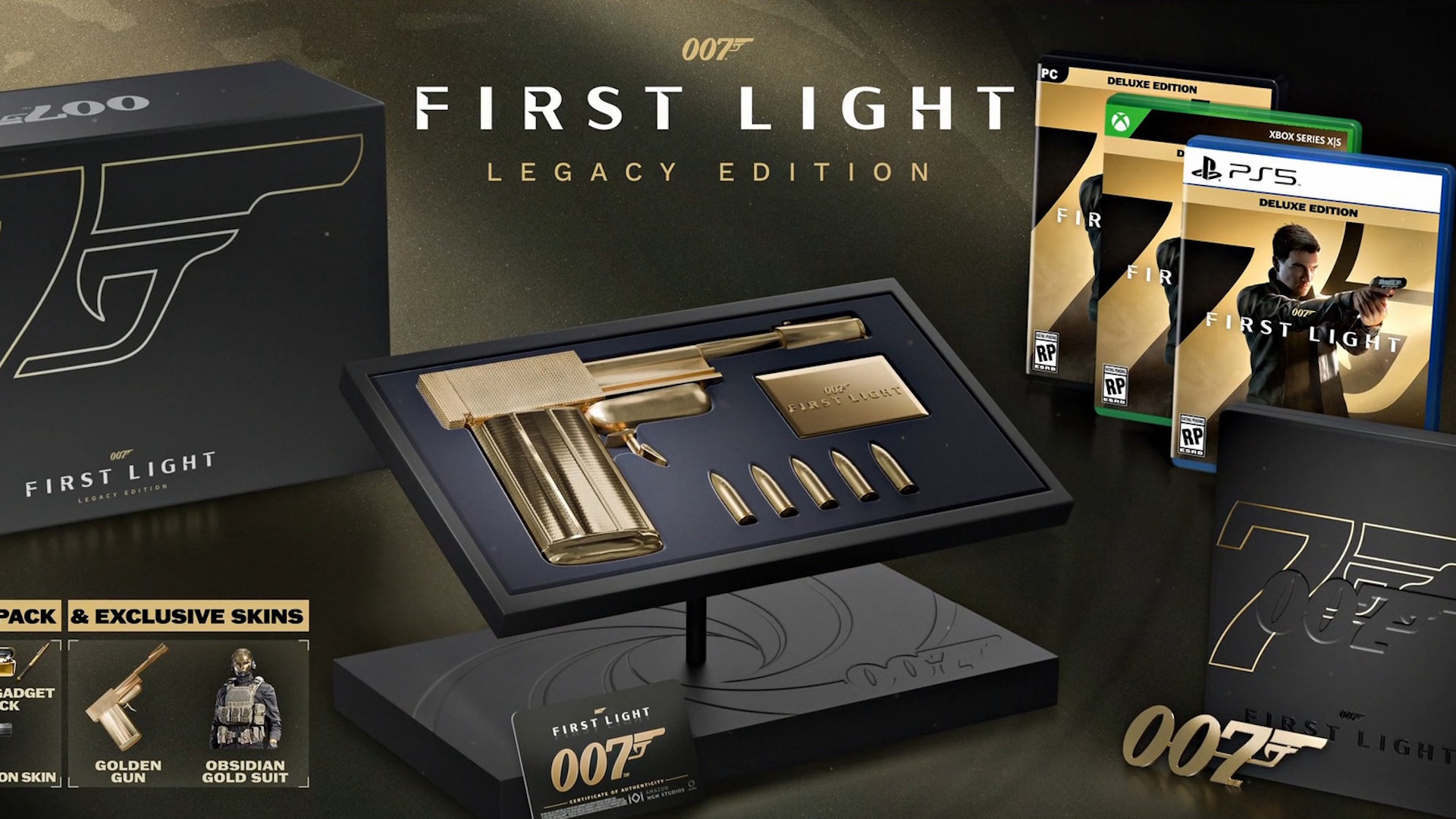 007 First Light collector&#039;s edition with Golden Gun on black case