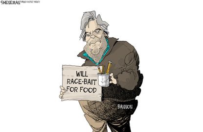 Political cartoon U.S. Bannon fired racism