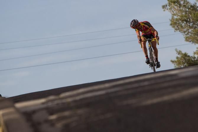 Francesco Mancebo (Kenda-5 Hour Energy) looks to see if anyone is following.