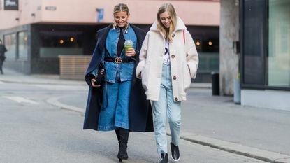 street style models wearing flattering jeans