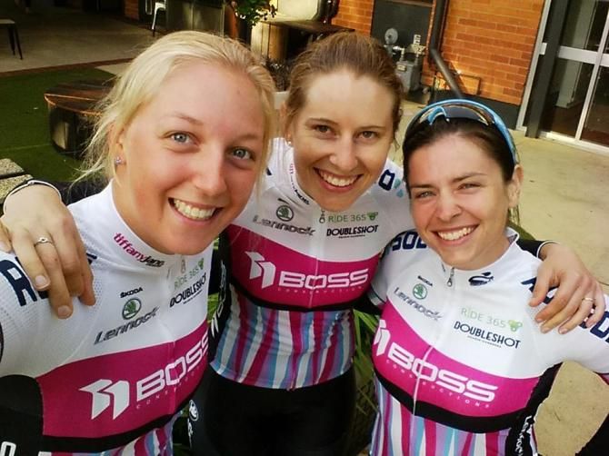 Team riders Alice Wallett, Bethany Dunne and Tegan Elferkh