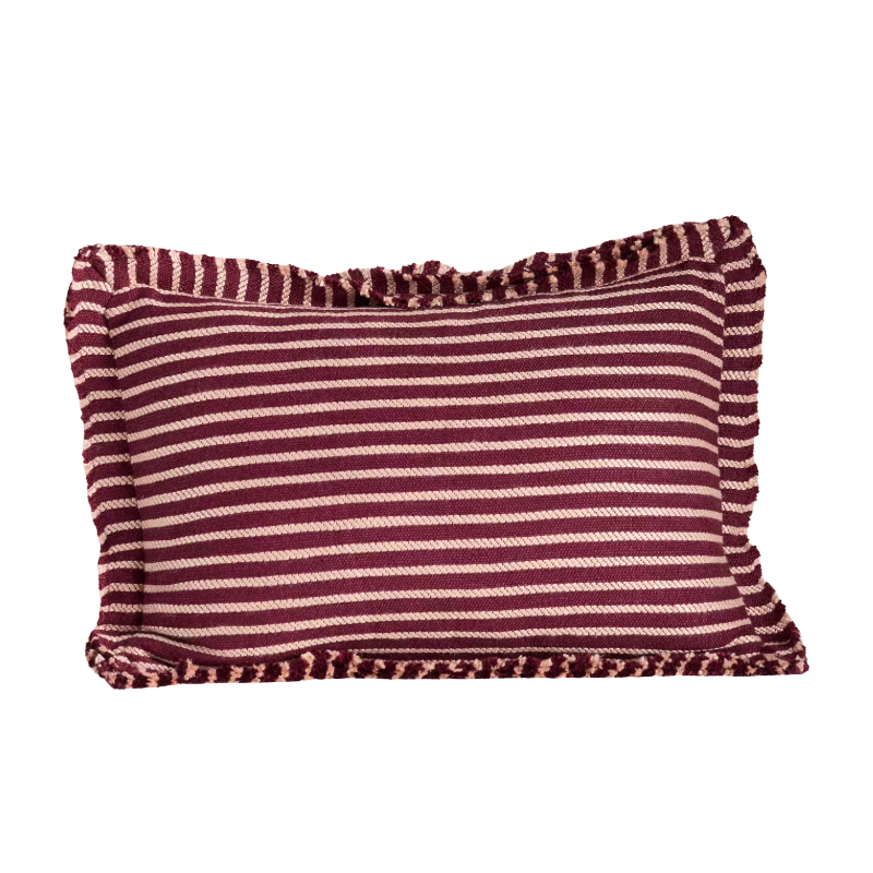 Luxe Linen Blend Pillow (Wine &amp;amp; Pink Stripe)