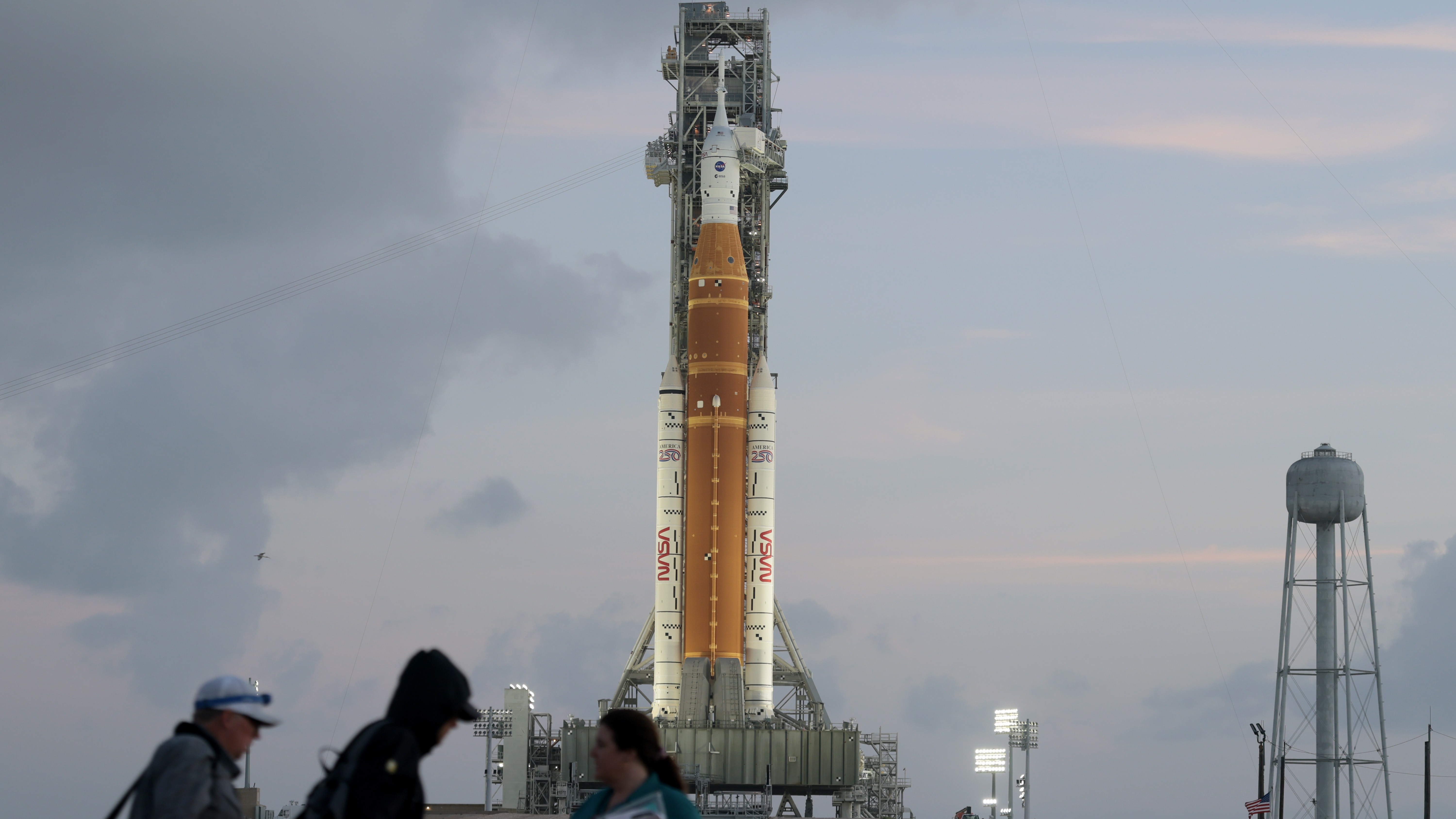 NASA's Artemis II Space Launch System rocket and Orion spacecraft sit on Launch Pad 39B at the Kennedy Space Center on March 31, 2026 in Cape Canaveral, Florida. 