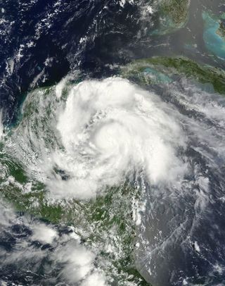 Hurricane Ernesto seen before landfall