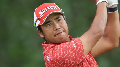 Hideki Matsuyama plays a shot during the first round of the 2022 Tour Championship