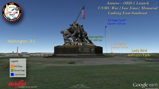 Orb-1 Launch View From Iwo Jima Memorial, Washington, DC