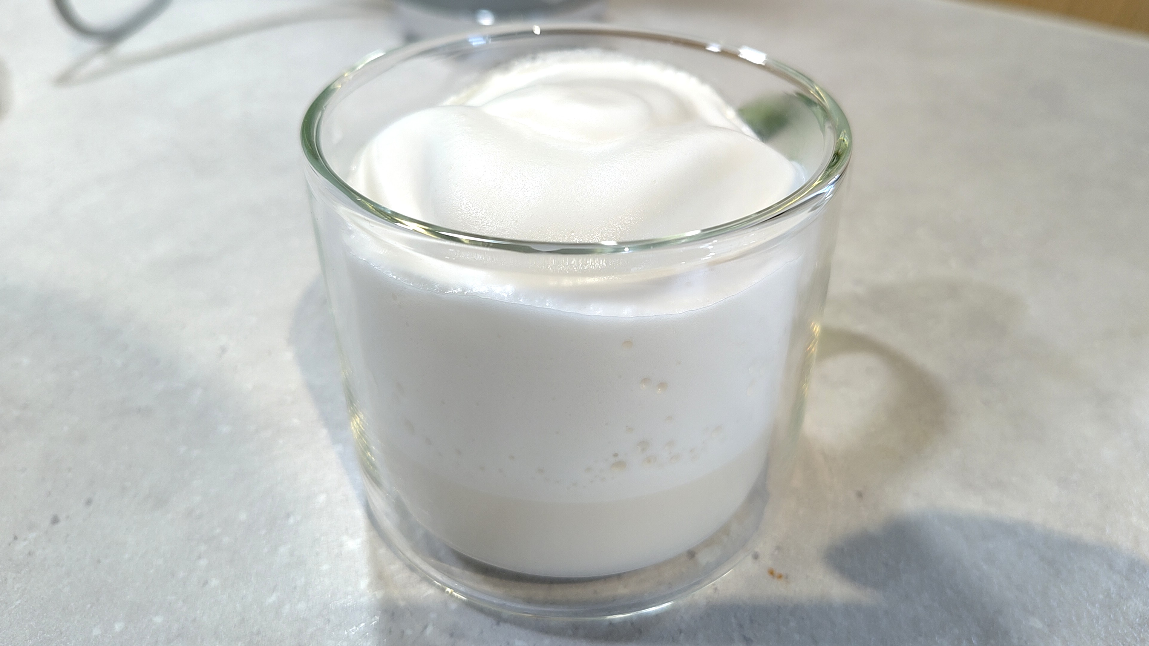 Almond milk prepared using Smeg milk frother