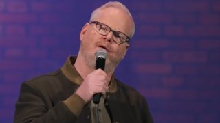 Jim Gaffigan doing standup comedy