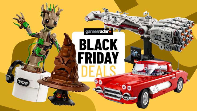 Lego sets on a yellow background with Black Friday deals badge