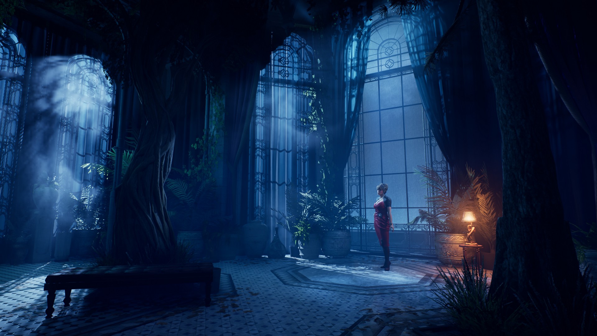 Lou in her penthouse in Vampire: The Masquerade - Bloodlines 2