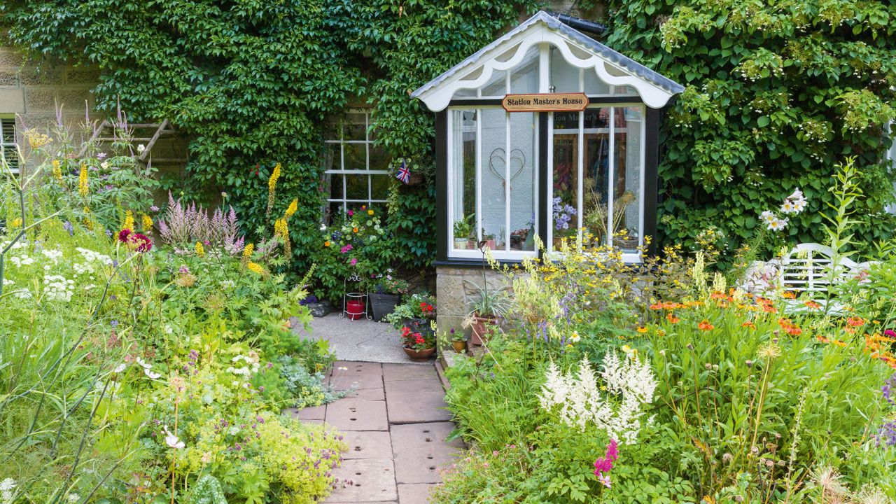 cottage garden leading to house