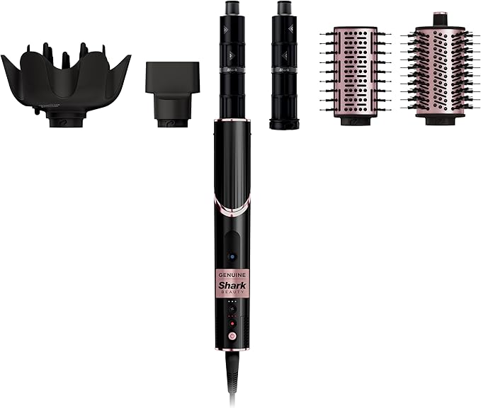 Shark, Shark Hair Dryer | Flexstyle Hair Styling System | Portable &amp;amp; Powerful Blow Dryer Brush | Hair Curler &amp;amp; Volumizer | 6 Styling Tools Included | Best for All Hair Types | Black | Hd440bk