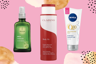 a collage showing the best creams to get rid of cellulite