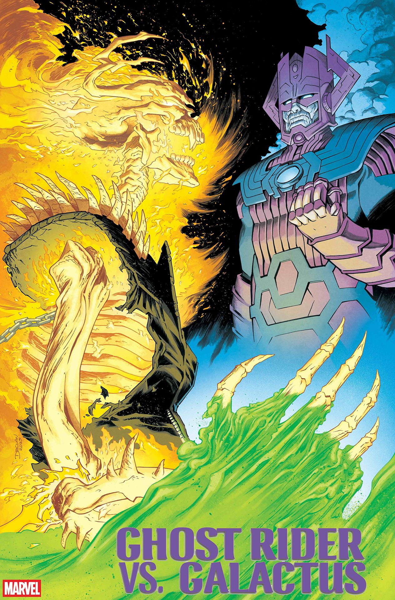 Ghost Rider facing down Galactus