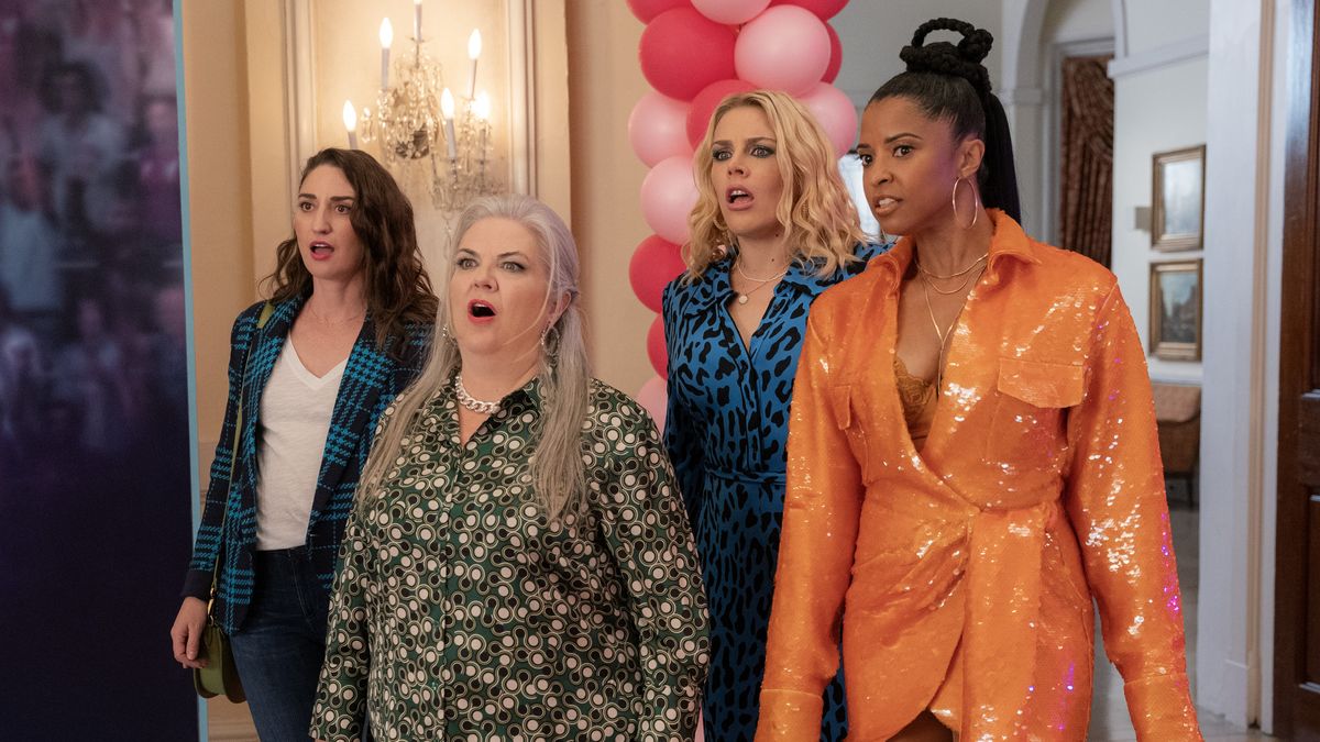 Sara Bareilles, Paula Pell, Busy Philipps and Renee Elise Goldsberry gathered together in Girls5eva season 3