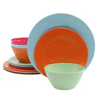 Gibson Brist 12 Piece Melamine Dinnerware Set in Assorted Colors | $49.99 at Walmart