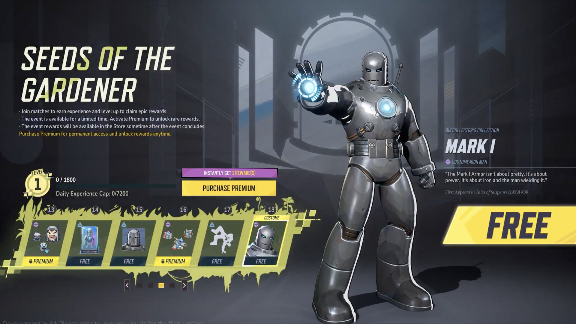 The Iron Man Mark 1 suit as part of Marvel Rivals&#039; event screen