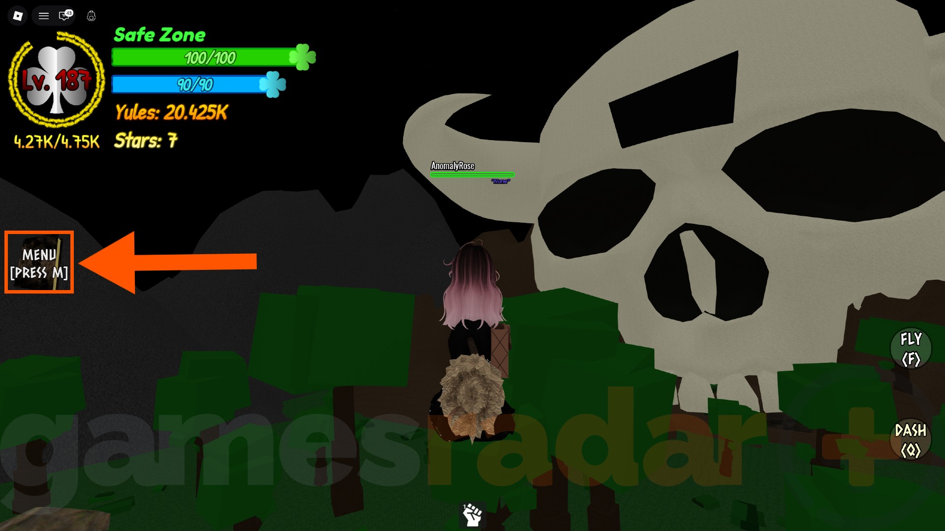 An orange arrow points to the menu button where you can redeem Black Grimoire codes.