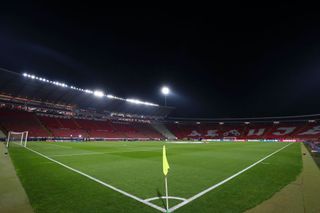 General view inside the stadium prior to the UEFA Champions League group B match between Crvena Zvezda and Bayern Muenchen at Rajko Mitic Stadium on November 26, 2019 in Belgrade, Serbia.