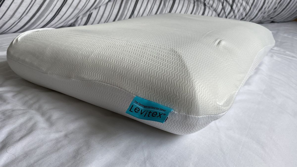 A medium size Levitex Sleep Posture Pillow in the reviewer&#039;s bedroom