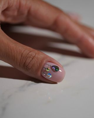 Rhinestone bauble-inspired manicure by Iram Shelton