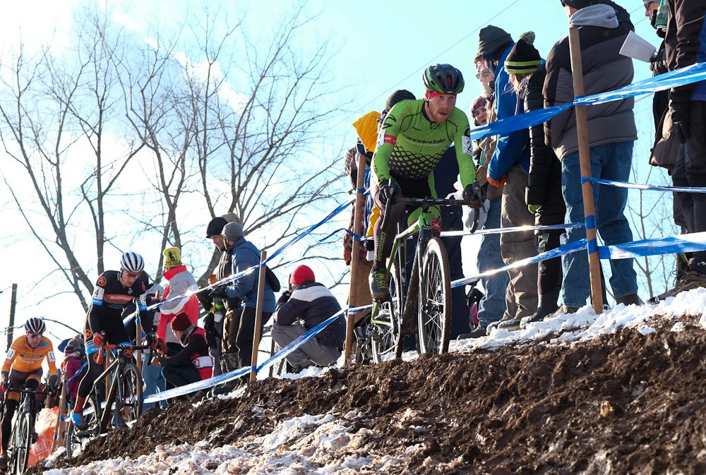Hyde takes the high road on this off-camber section.