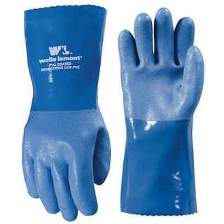 Wells Lamont Heavy Duty Pvc Coated Work Gloves | Liquid/chemical, Abrasion & Cut Resistant, Waterproof | Versatile, Flexible, Durable | Cotton Lining, Large (174l) , 12 Inch Cuff , Blue