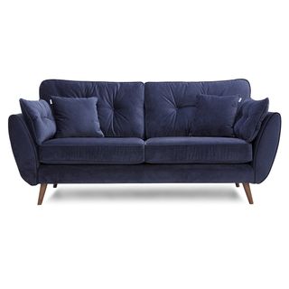 dfs zinc velvet 3-seater sofa in navy