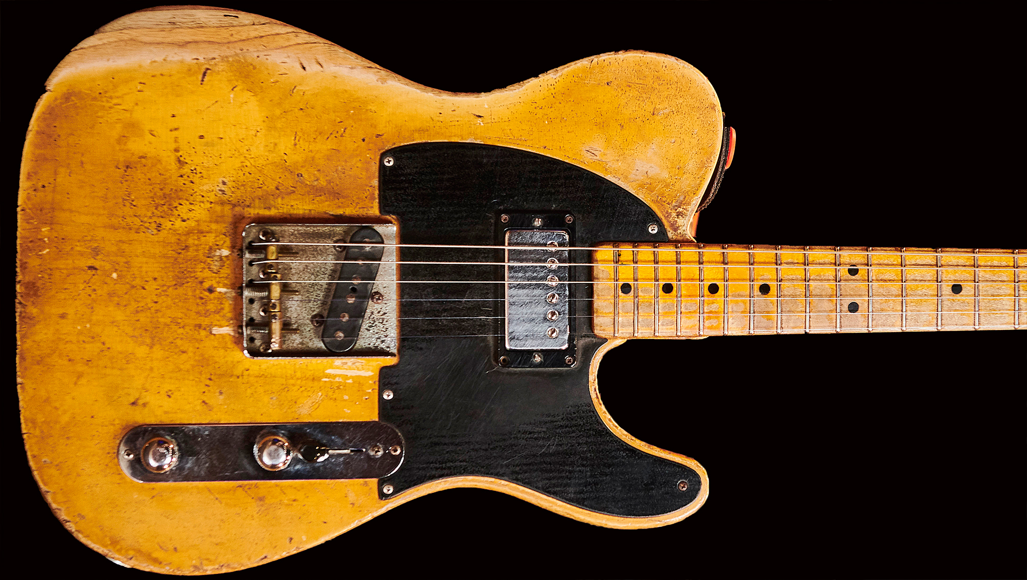 A photo of Terry Reid's 1952 Fender Telecaster owned by Joe Bonamassa since he purchased it from Reid in 2015.