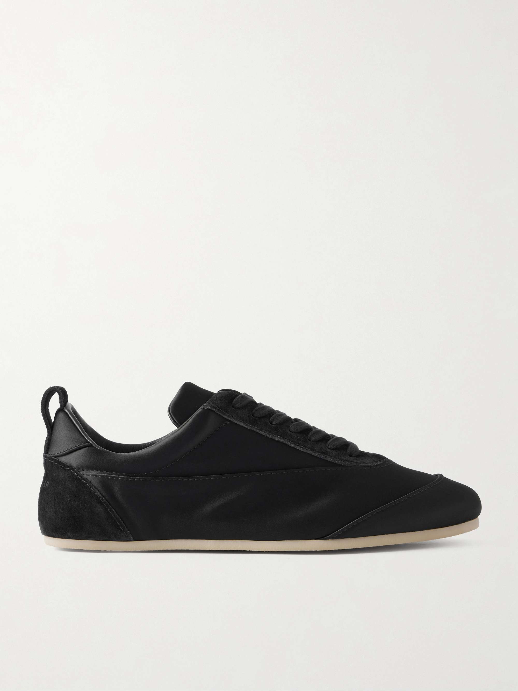 Suede-Trimmed Satin Sneakers
