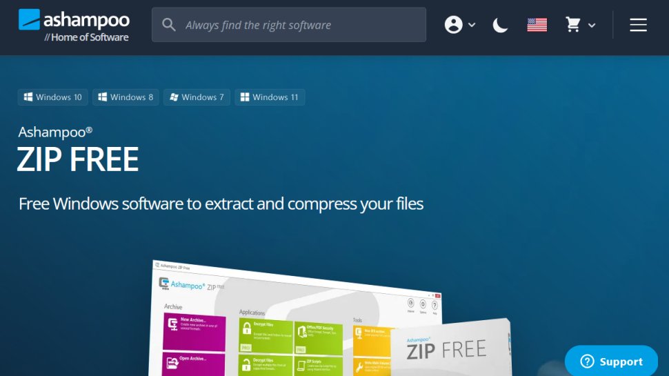 Zip Free website screenshot (July 2025).