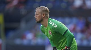 Kasper Schmeichel in action for Denmark