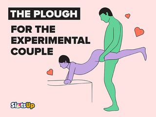 Illustration of the plough sex position provided by SlotsUP