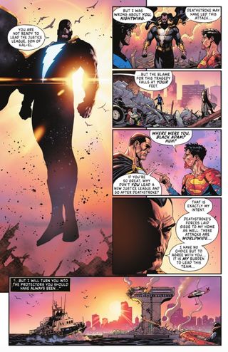 Black Adam arrives at the ravaged Titans Academy in Dark Crisis #2